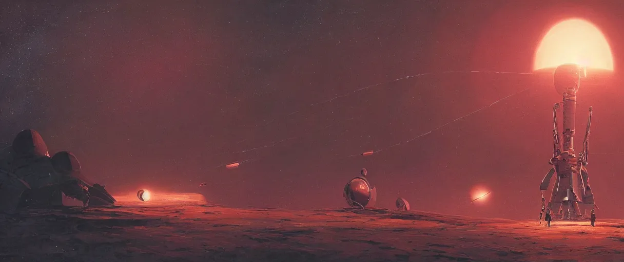 Image similar to illustration, a single scouting spaceship, deep space exploration, the expanse tv series, industrial design, space travel, intergalactic, cinematic lighting, 4k, greebles, widescreen, wide angle, beksinski, sharp and blocky shapes, simon stalenhag palette