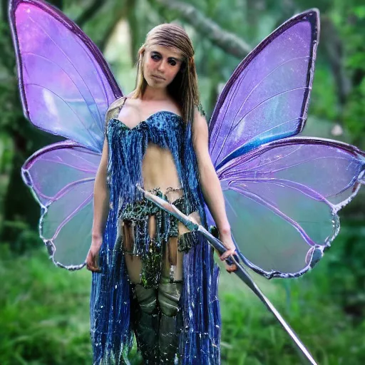 Image similar to photo of a beautiful fairy warrior with crystal armor