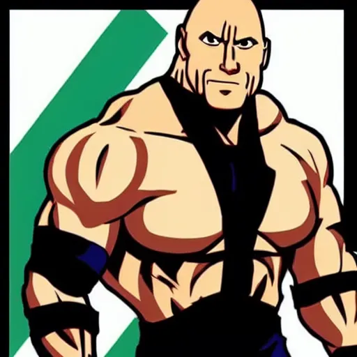 Image similar to dwayne the rock johnson anime