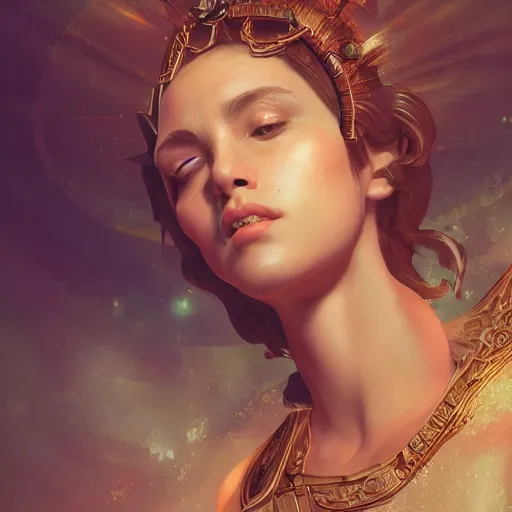 Image similar to a Portrait of A goddess in a church with a holy light emanating from her body by wlop and greg rutkowsk,In style of digital art illustration.hyper detailed,smooth, sharp focus,trending on artstation,4k