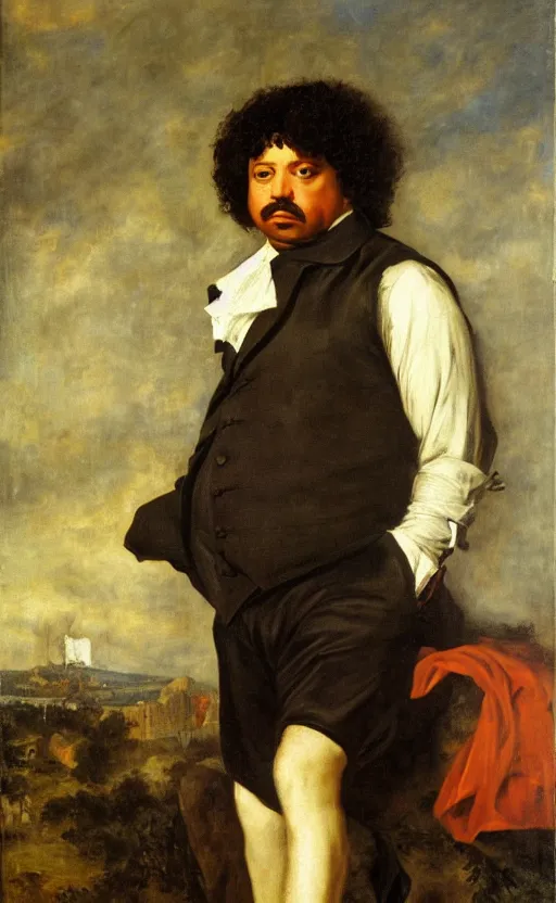 Image similar to Portrait of Alexandre Dumas, oil on canvas, highly detailed, by Delacroix, 8k