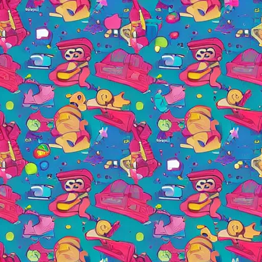 Prompt: a tileable seamless space@themed wallpaper designed for kids