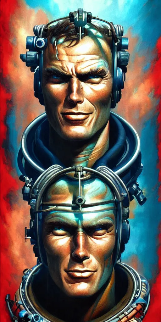 Image similar to lofi underwater bioshock biopunk clint eastwood portrait, Pixar style, by Tristan Eaton Stanley Artgerm and Tom Bagshaw.