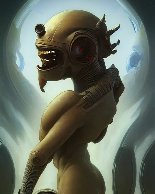 Image similar to Full shot of a venus squid monster astronaut defined facial features, intricate abstract. cyberpunk, symmetrical facial features. By Richard Corben By Ruan Jia and Artgerm and Range Murata and WLOP and Ross Tran and William-Adolphe Bouguereau and Beeple. Key Art. Fantasy Illustration. award winning, Artstation, intricate details, realistic, Hyperdetailed, clean ink detailed line drawing, 8k resolution.