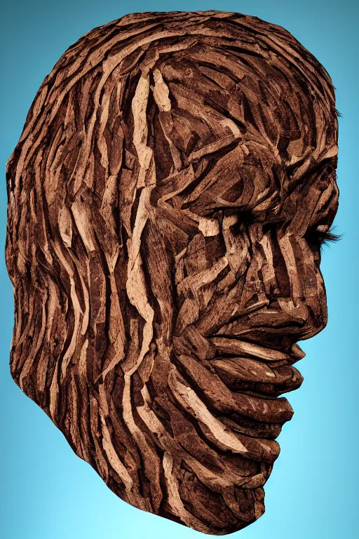 Image similar to 📷 markiplier's tree bark skin, made of tree bark, head portrait, dynamic lighting, 4 k