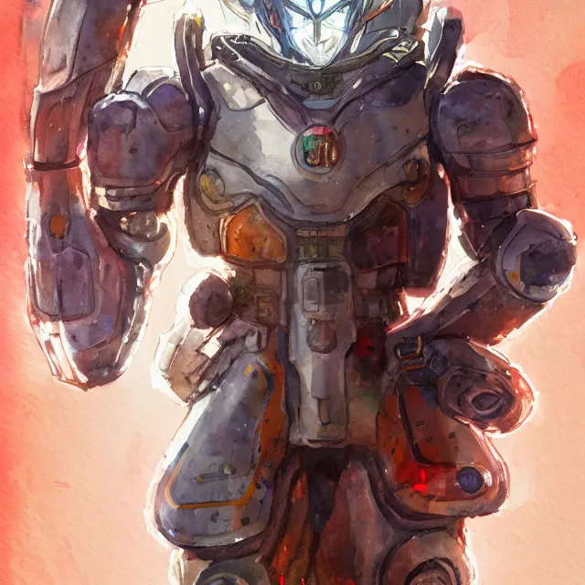 Prompt: a watercolor painting full body character portrait of a cyborg super saiyan knight with a broken halo floating over their head in the style of cyberpunk in the style of moebius trending on artstation deviantart pinterest detailed realistic hd 8 k high resolution