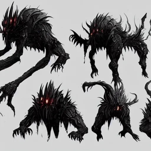 Image similar to concept art of disturbing animal, dark souls boss