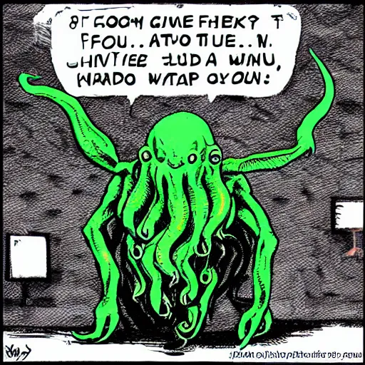 Image similar to Cthulhu getting mad while playing video games