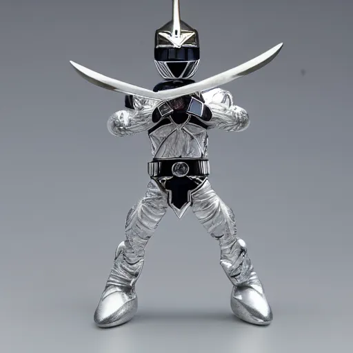 Prompt: miniature silver dagger power ranger zord macro photo high détails contrast 8k HDR