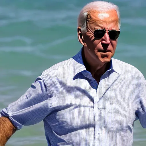 Prompt: joe biden candid photo in bathing suit