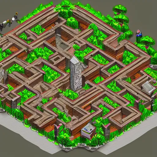 Image similar to where's wally in an underground dwarven stronghold, isometric view, photorealism