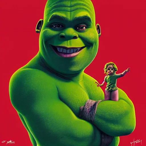 Prompt: lofi portrait of shrek as shehulk, pixar style, by tristan eaton stanley artgerm and tom bagshaw.