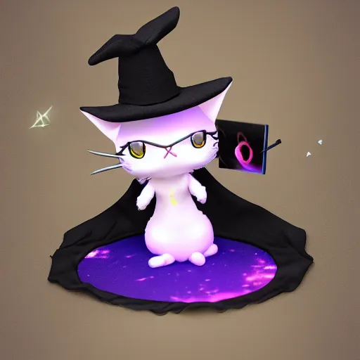 Image similar to cute fumo plush of a cat girl casting a summoning spell, witch, focus, vray