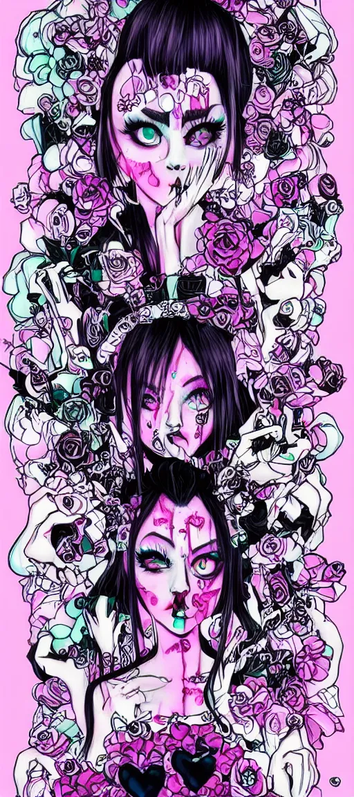 Image similar to multi level kawaii goth house, by harumi hironaka, aesthetic!!,