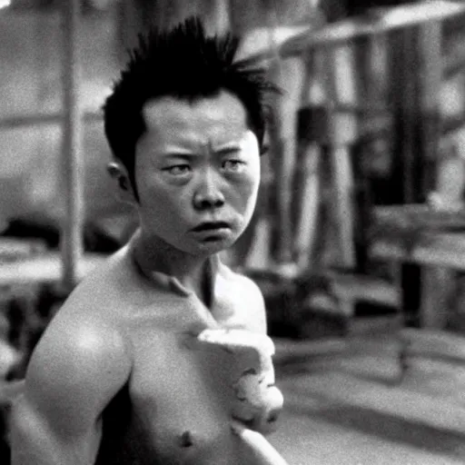 Image similar to film still from 鉄 男 tetsuo 2 body hammer 1 9 9 2 tsukamoto industrial body horror