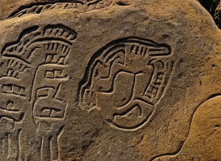 Image similar to Closeup photograph of petroglyphs on a boulder