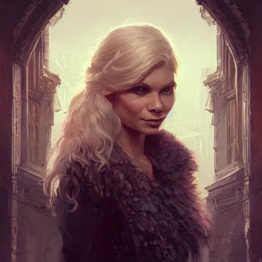 Image similar to a young myanna buring, urban motifs, intricate, elegant, highly detailed, digital painting, trending on artstation, concept art, smooth sharp focus, illustration, art by artgerm and greg rutkowski