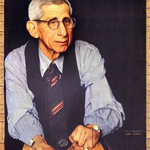 Prompt: a norman rockwell painting of anthony fauci