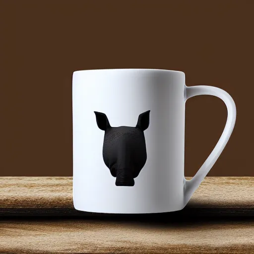 Prompt: a mug with shape of a rhino head, high quality product photography, behance