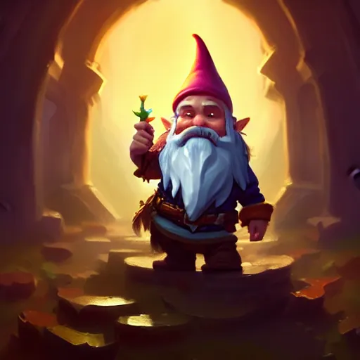 Image similar to [ important ] amazing portrait of funny gnome ], hearthstone splash art, deiv calviz, splash art, natural light, elegant, intricate, fantasy, atmospheric lighting, by greg rutkowski, hearthstone splash art, hd wallpaper, ultra high details, cinematic composition, professional master piece made in one year