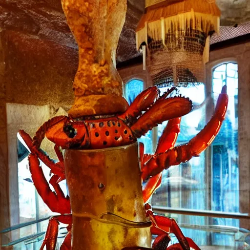 Prompt: lobster smoking gaudi style