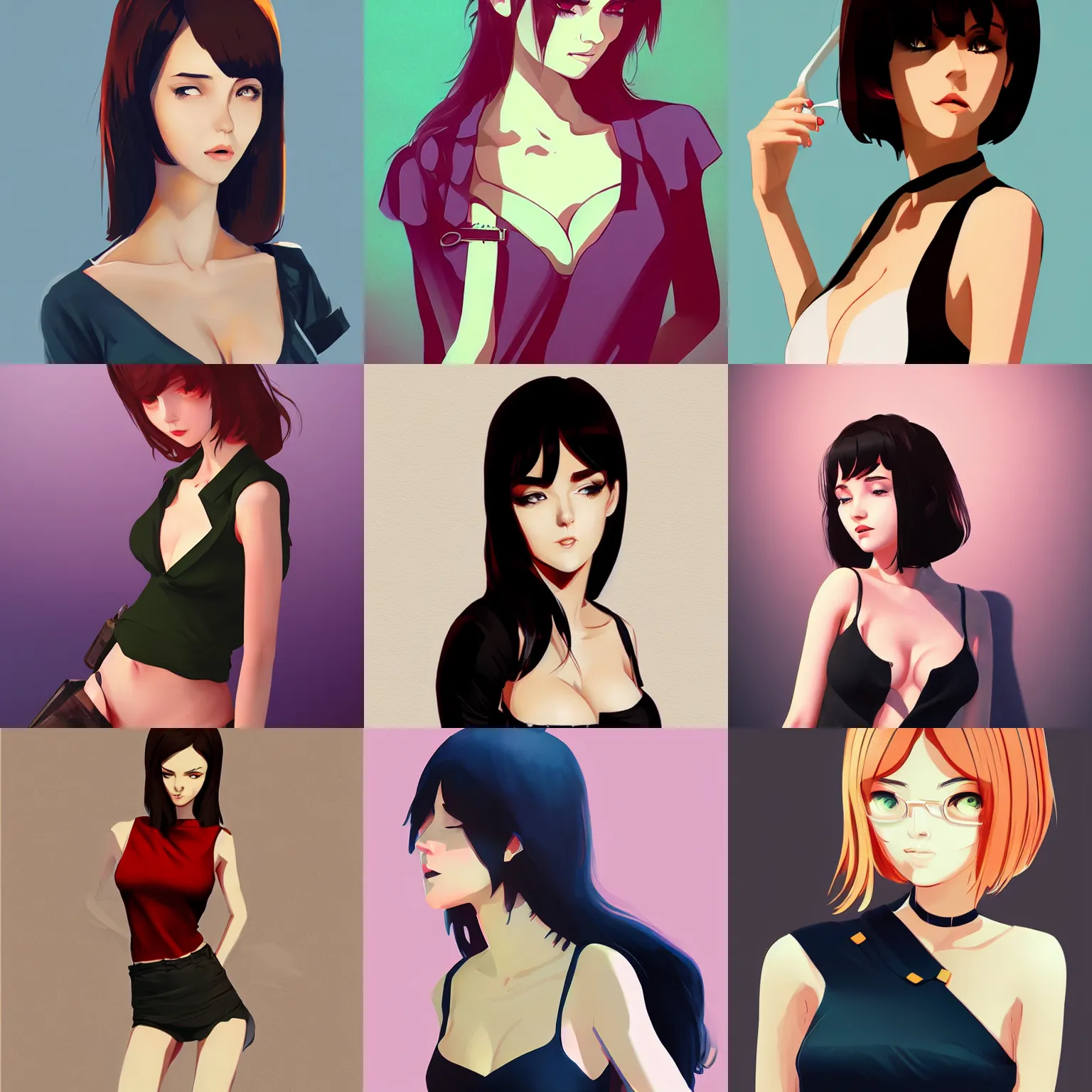 Prompt: sexy girl wearing a low cut blouse trending on artstation, in the style of ilya kuvshinov, high quality