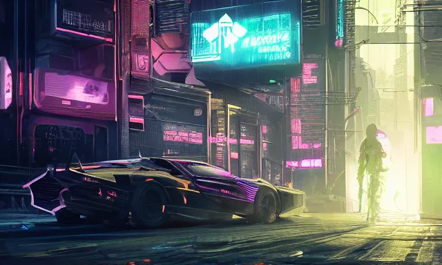 Prompt: photo environement cyberpunk cayon : 4, 4 k rtx hdr volume light concept studio matte painting environement digital illustration style cyberpunk 2 0 7 7 artstation artur tarnowski, mihai muscan, marcin tomalak, marta leydy, marcin stepien, charlotte hughes, zuzanna dabrowa neon bioluminiscence