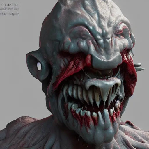 Prompt: goofy demon. eldenring boss, zbrush, arnold render, unrealengine 5, dark souls, horror, extremely detailed
