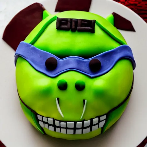 Prompt: high resolution photo of a tmnt cake, food photography, instagram, trending