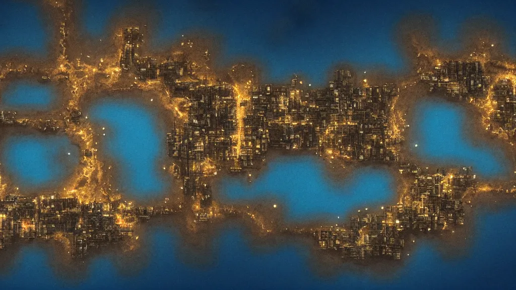 Image similar to photograph of an underwater city at night, 4 k resolution