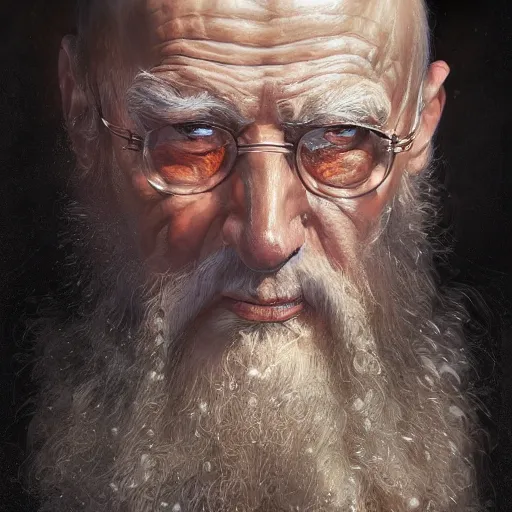 Prompt: portrait of an elderly orthodox patriarch, muscular, upper body, D&D, fantasy, intricate, cinematic lighting, highly detailed, digital painting, artstation, concept art, smooth, sharp focus, illustration, art by Hajime Sorayama