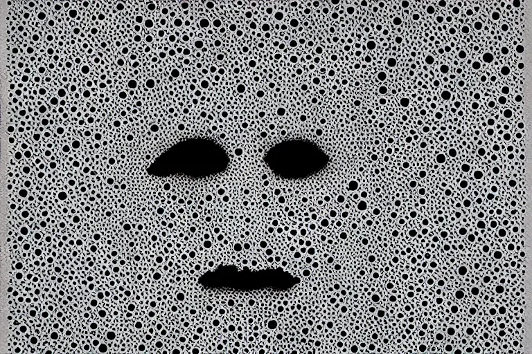 Image similar to face made out of planet, faceless people dark, dots, drip, stipple, pointillism, technical, abstract, minimal, style of francis bacon, asymmetry, pulled apart, cloak, hooded figure, made of dots, abstract, balaclava