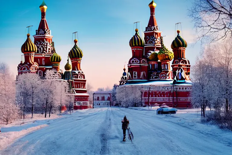 Prompt: real life russia, ultra realistic!!!, clear weather, golden hour, sharp focus