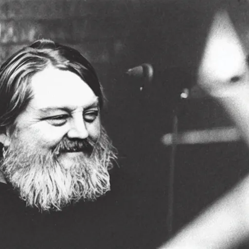 Image similar to robert wyatt hooked up to an electric chair