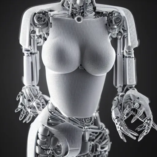 Image similar to beautiful centered fine art photo portrait of romantic beautiful girl as a solarpunk robotic humanoid, white mechanical parts with led lights, contrapposto style pose, photorealistic, white background, highly detailed and intricate, soft box lighting, hdr 8 k