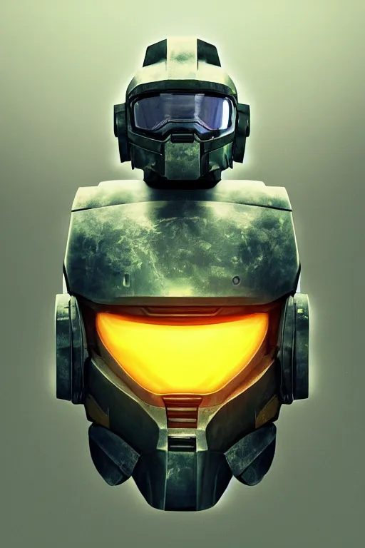 Image similar to robot ninja mask helmet halo master chief radiating a glowing aura global illumination ray tracing hdr fanart arstation by ian pesty and katarzyna da „ bek - chmiel