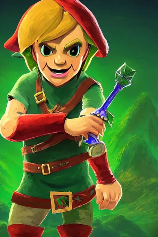 Image similar to an in game portrait of tingle from the legend of zelda breath of the wild, breath of the wild art style.