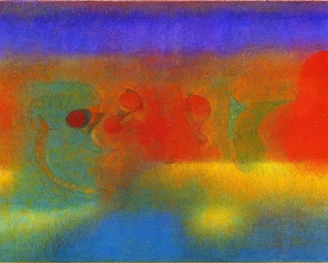 Image similar to Ocean waves in a psychedelic dream world. DMT. Curving rivers. Paul Klee. Zao Wou-ki.