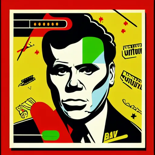 Image similar to individual francois legault portrait retro futurist illustration art by butcher billy, sticker, colorful, illustration, highly detailed, simple, smooth and clean vector curves, no jagged lines, vector art, smooth andy warhol style