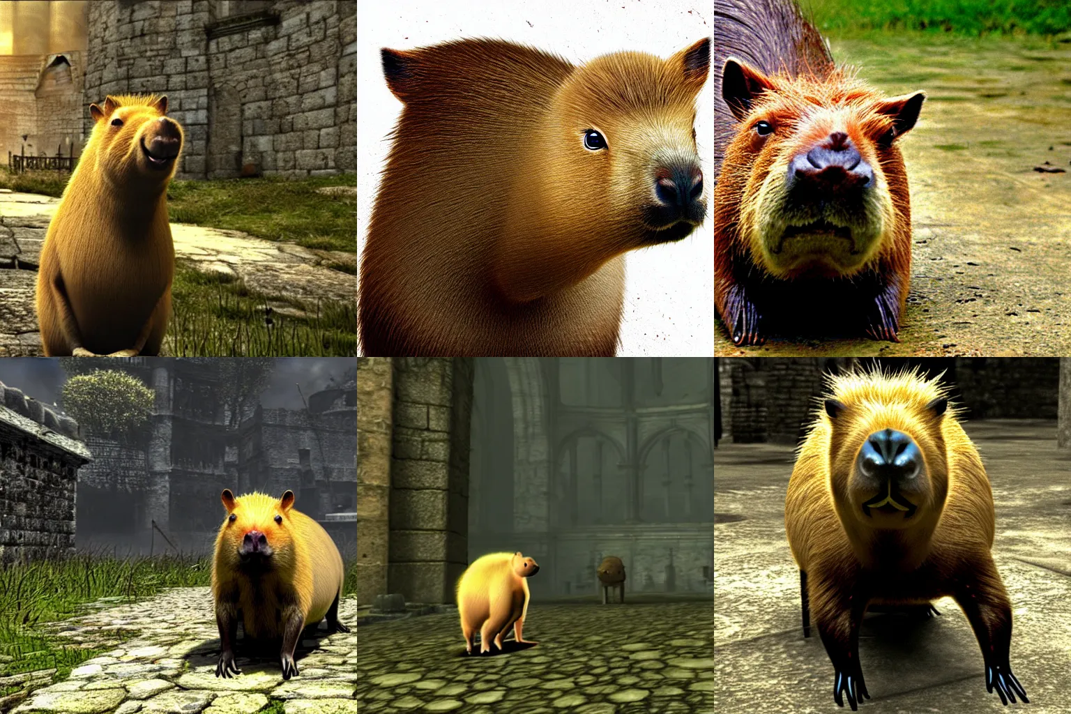 Prompt: capybara in the style of dark souls