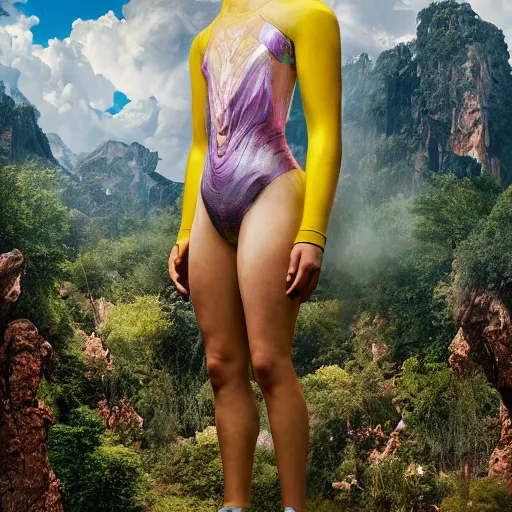 Prompt: a portrait of dora the explorer with background scenery by juergen teller, iris van herpen