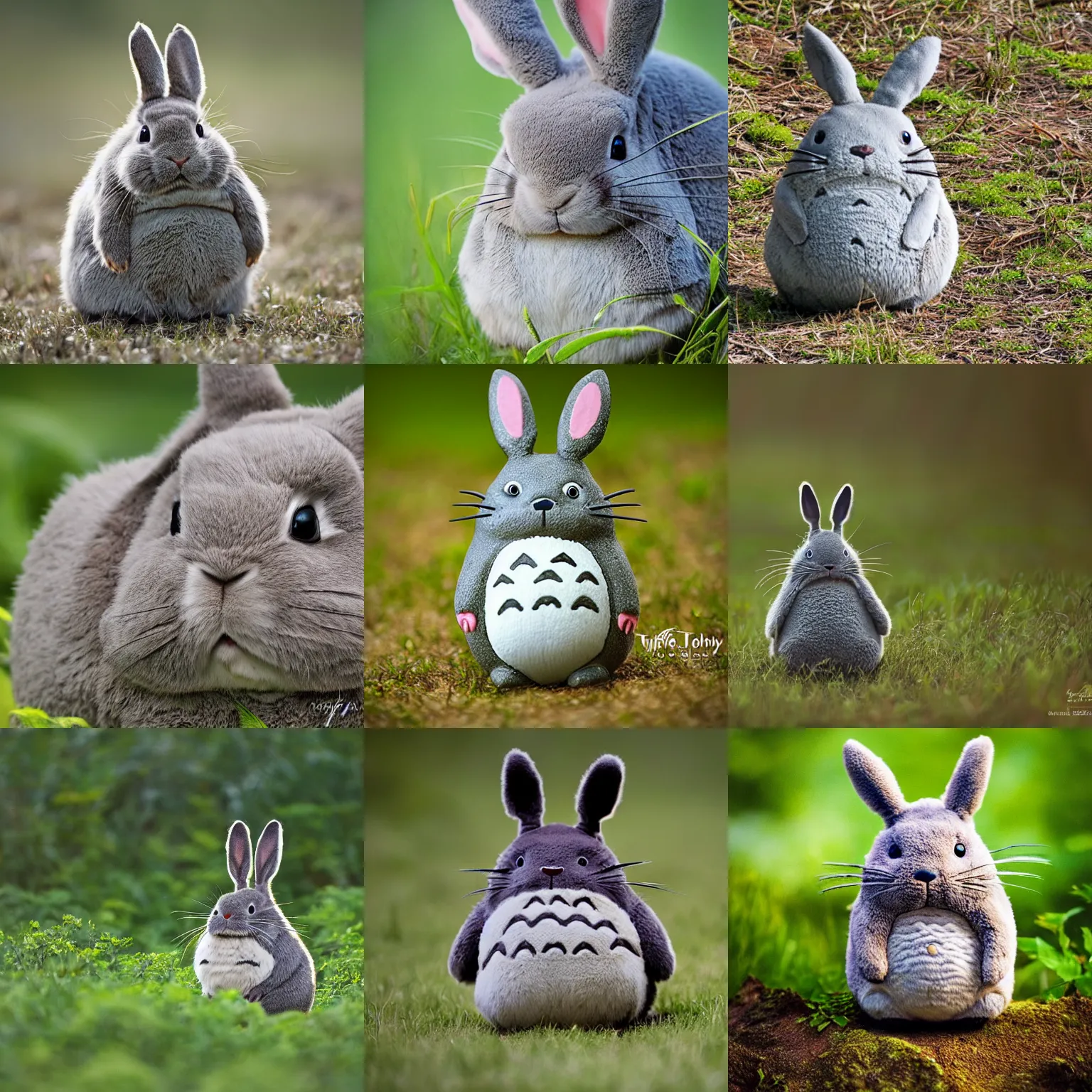 Prompt: a totoro-bunny, wildlife photography