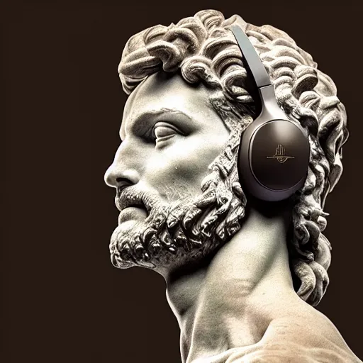 Prompt: a photo of michelangelo's sculpture of david wearing headphones, hyper realistic, ambient lighting, concept art, intricate, hyper detailed, smooth, dynamic volumetric lighting, octane, cinematic, high quality, high resolution, 4 k