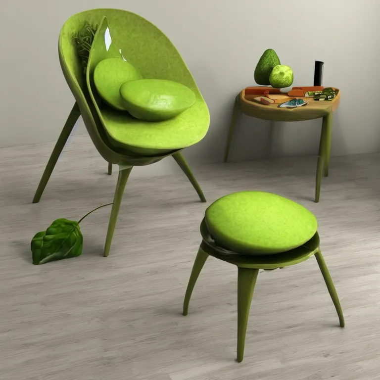 Prompt: realistic avocado chair