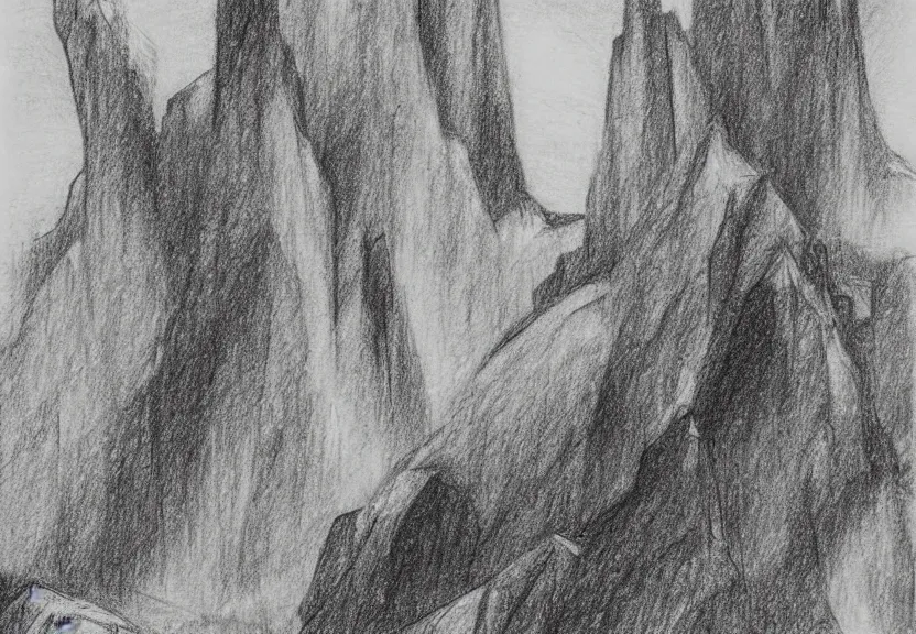 Prompt: an ancient abandoned desert alien civilization, pencil drawing in the style Hugh Ferriss