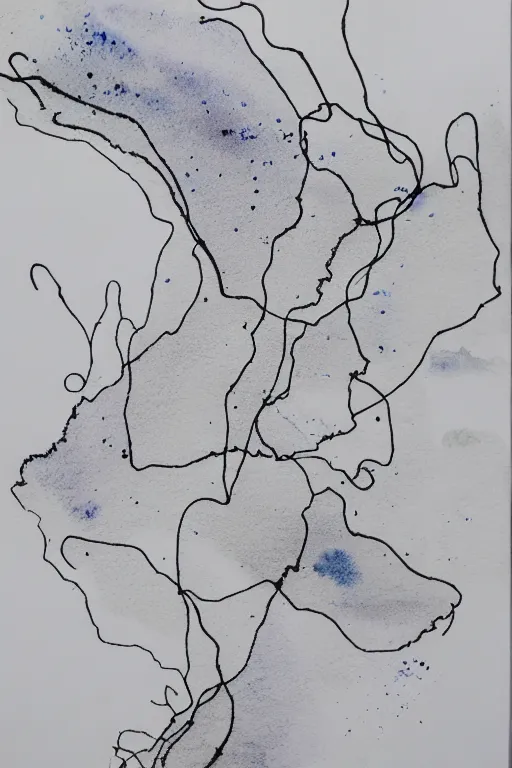 Image similar to a minimalist map drawn in pen by Sunil Das, faint ethereal splashed abstract watercolor by Georgia O'Keefe. Trending on Artstation.