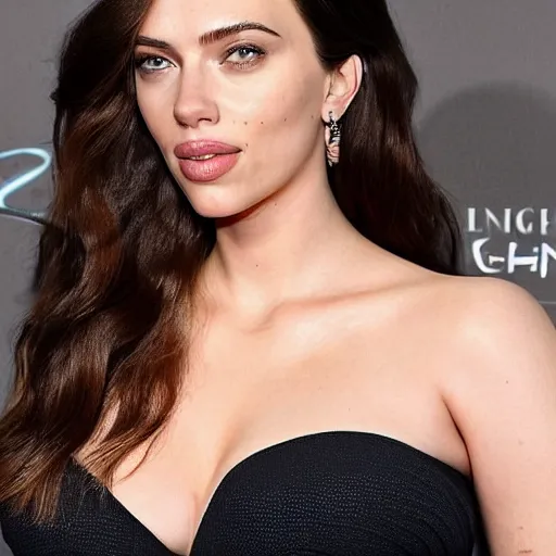 Image similar to a woman who is a genetic combination of kim kardashian and kat dennings and scarlett johansson and margot robbie and emma watson face and upper - body focus