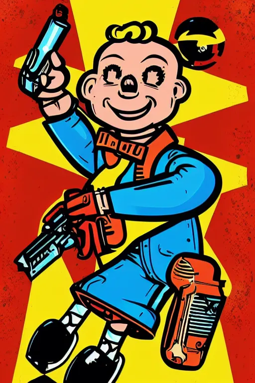 Image similar to fallout 7 6 retro futurist illustration art by butcher billy, sticker, colorful, illustration, highly detailed, simple, smooth and clean vector curves, no jagged lines, vector art, smooth andy warhol style