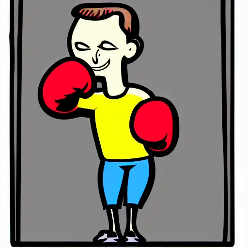 Prompt: bottle of soap, personified, with arms and legs and face, wearing boxing gloves, cartoon, illustration, high - quality, detailed