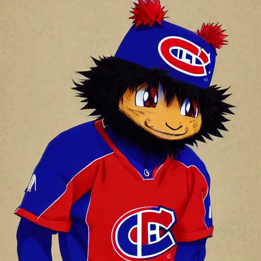 Image similar to anime Portrait of Youppi the Habs Montreal Canadiens Mascot as a very cute powerful and friendly pokemon, highly detailed anime, high evolution, 1990s, legendary, smooth, sharp focus, dynamic lighting, intricate, trending on ArtStation, illustration pokemon, art by WLOP